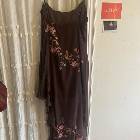 90's Style Urban Outfitters Tierra Chiffon Cowl Neck Assymetrical Midi Dress New - Picture 4 of 6